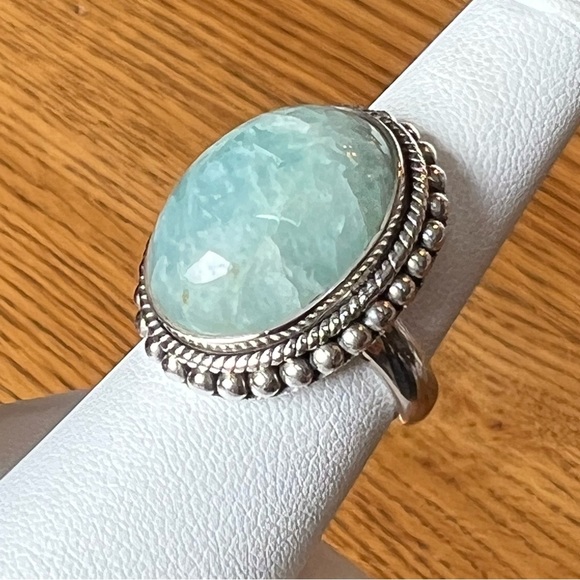 ⭐️ Doug Paulus DP Sterling Silver Milky Aquamarine
Statement Ring Sz 7.25 - Picture 10 of 12